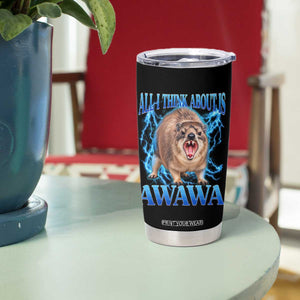Funny Hyrax Meme Tumbler Cup All I Think About Is Awawa Meme 90s Bootleg Vintage Graphic