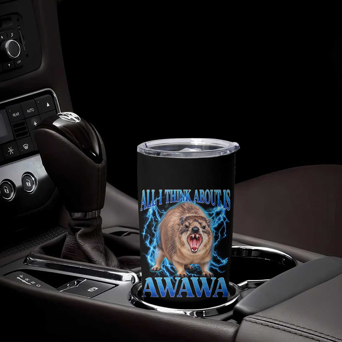 Funny Hyrax Meme Tumbler Cup All I Think About Is Awawa Meme 90s Bootleg Vintage Graphic