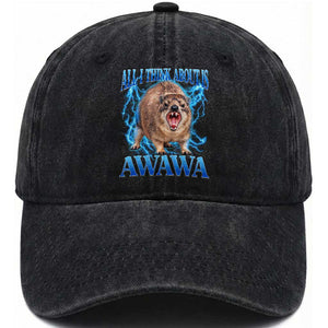 Funny Hyrax Meme Washed Cotton Baseball Cap All I Think About Is Awawa Meme 90s Bootleg Vintage Graphic