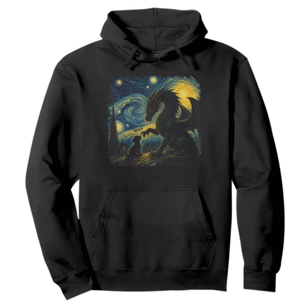 Dragon Boop Dog Starry Night Hoodie Cute Fantasy Night Van Gogh Parody Graphic