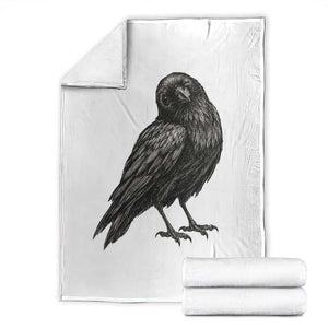 Winking Raven Crow Throw Blanket Vintage Dark Academia Funny Bird Graphic TS10 White Print Your Wear