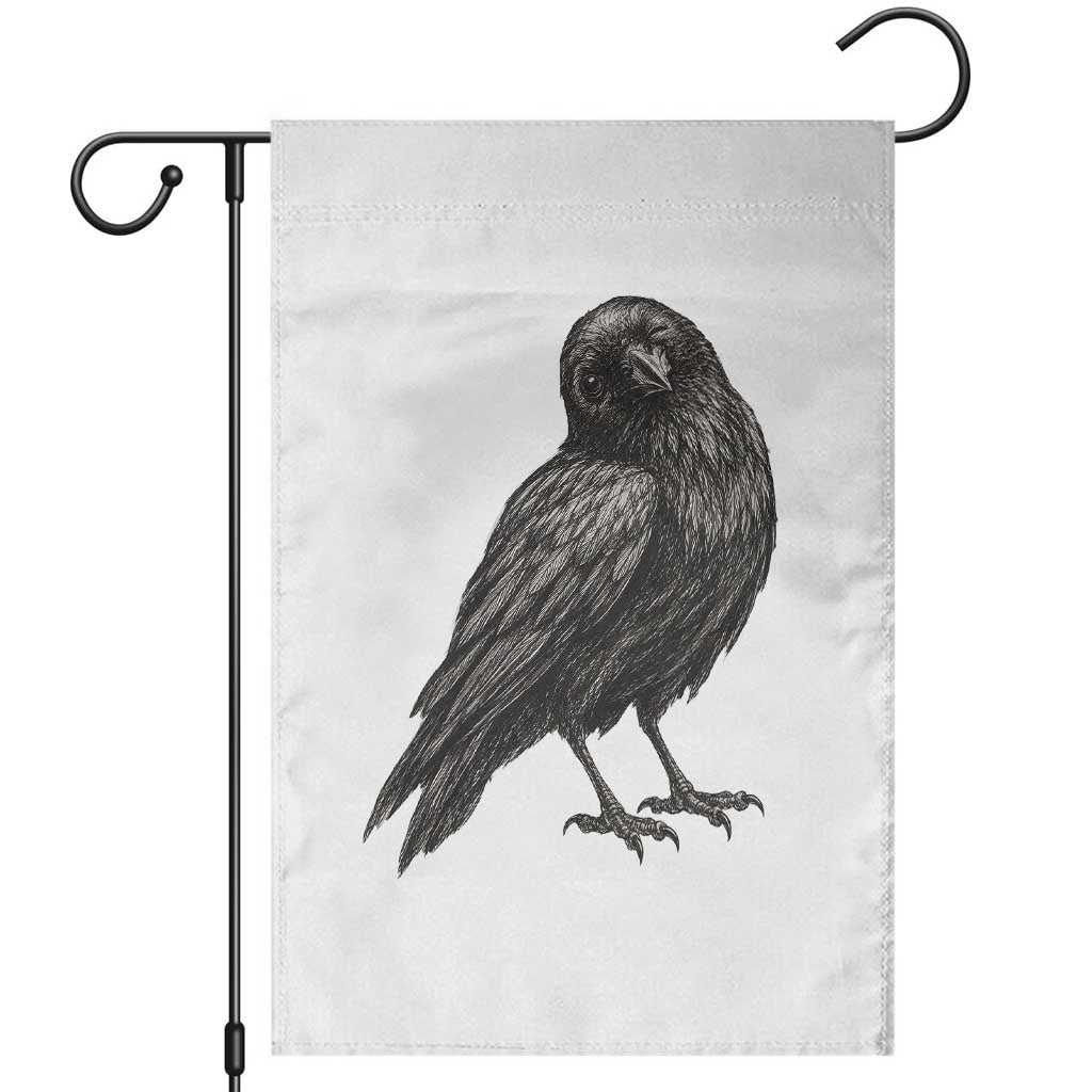 Winking Raven Crow Garden Flag Vintage Dark Academia Funny Bird Graphic TS10 White Print Your Wear