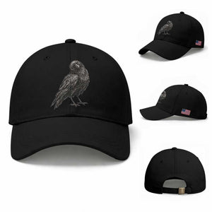 Winking Raven Crow Baseball Cap Vintage Dark Academia Funny Bird Graphic TS10 Baseball Cap Universal Fit Black Print Your Wear