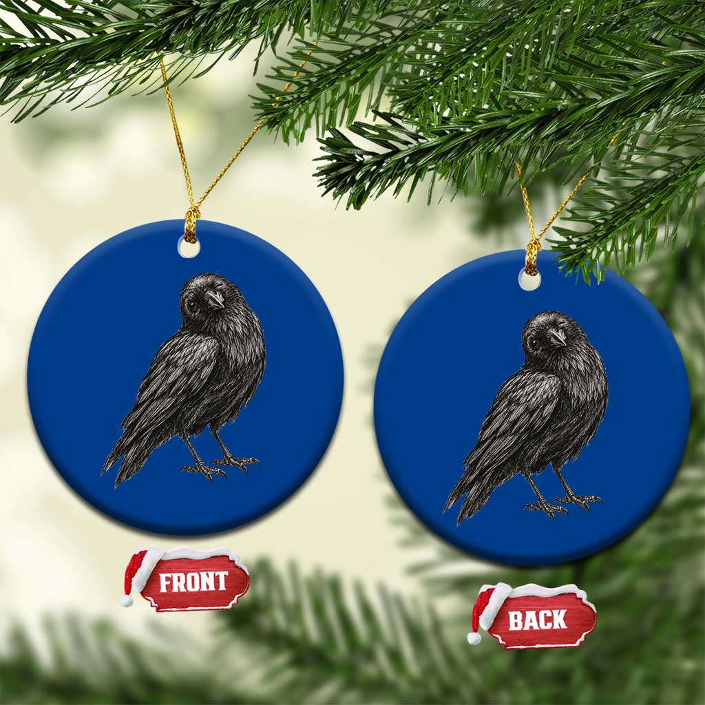 Winking Raven Crow Ceramic Ornament Vintage Dark Academia Funny Bird Graphic TS10 1pc Blue Print Your Wear