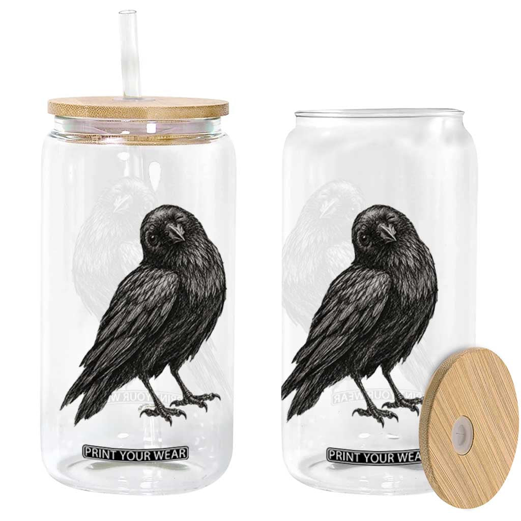 Winking Raven Crow Glass Can Vintage Dark Academia Funny Bird Graphic TS10 Print Your Wear