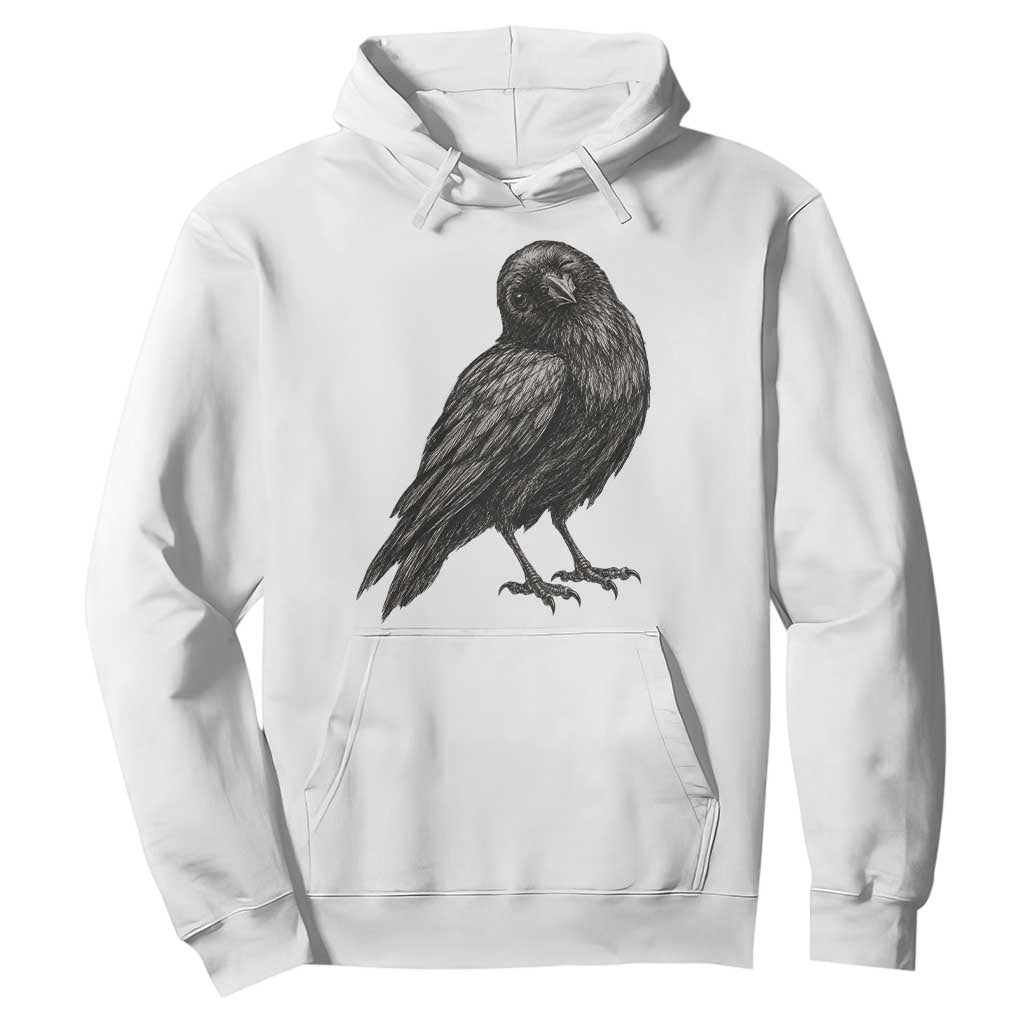 Winking Raven Crow Hoodie Vintage Dark Academia Funny Bird Graphic TS10 White Print Your Wear