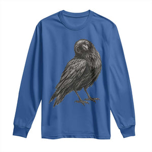 Winking Raven Crow Long Sleeve Shirt Vintage Dark Academia Funny Bird Graphic TS10 Royal Blue Print Your Wear