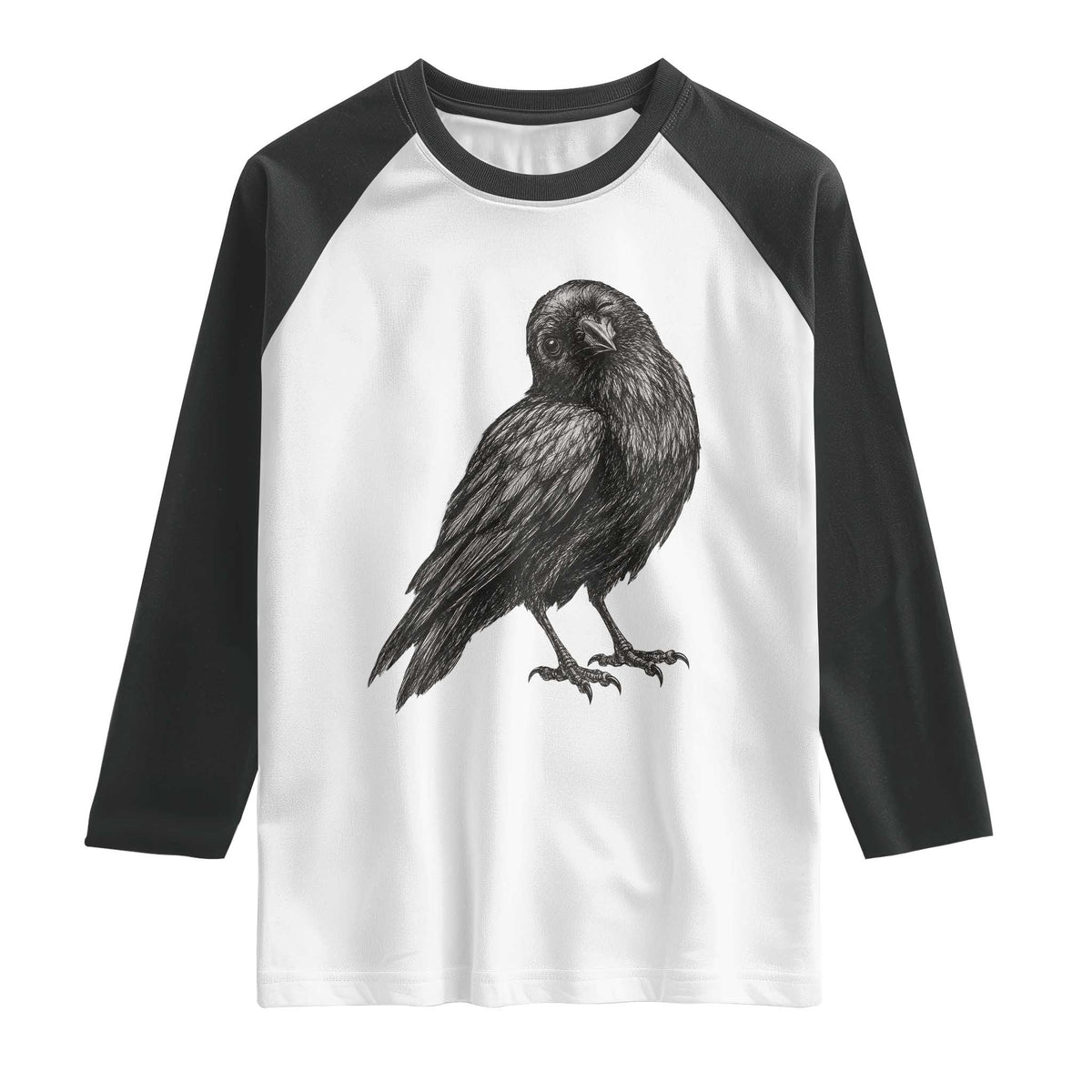 Winking Raven Crow Raglan Shirt Vintage Dark Academia Funny Bird Graphic TS10 White Black Print Your Wear