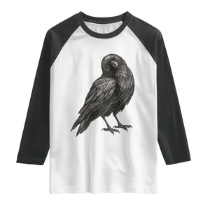 Winking Raven Crow Raglan Shirt Vintage Dark Academia Funny Bird Graphic TS10 White Black Print Your Wear