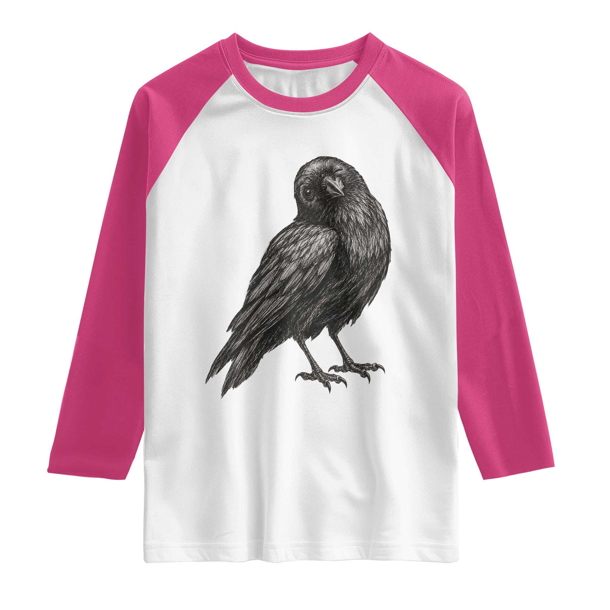 Winking Raven Crow Raglan Shirt Vintage Dark Academia Funny Bird Graphic TS10 White Heliconia Print Your Wear