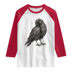 Winking Raven Crow Raglan Shirt Vintage Dark Academia Funny Bird Graphic TS10 White Red Print Your Wear