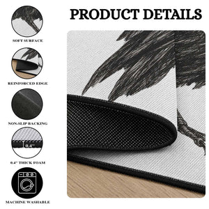 Winking Raven Crow Round Rug Vintage Dark Academia Funny Bird Graphic