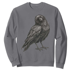 Winking Raven Crow Sweatshirt Vintage Dark Academia Funny Bird Graphic TS10 Charcoal Print Your Wear