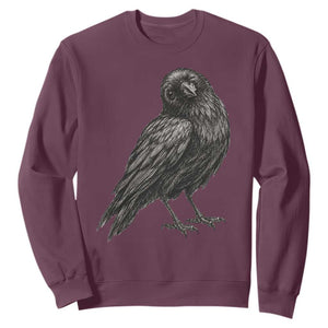 Winking Raven Crow Sweatshirt Vintage Dark Academia Funny Bird Graphic TS10 Maroon Print Your Wear