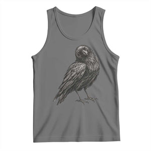 Winking Raven Crow Tank Top Vintage Dark Academia Funny Bird Graphic TS10 Black Heather Print Your Wear