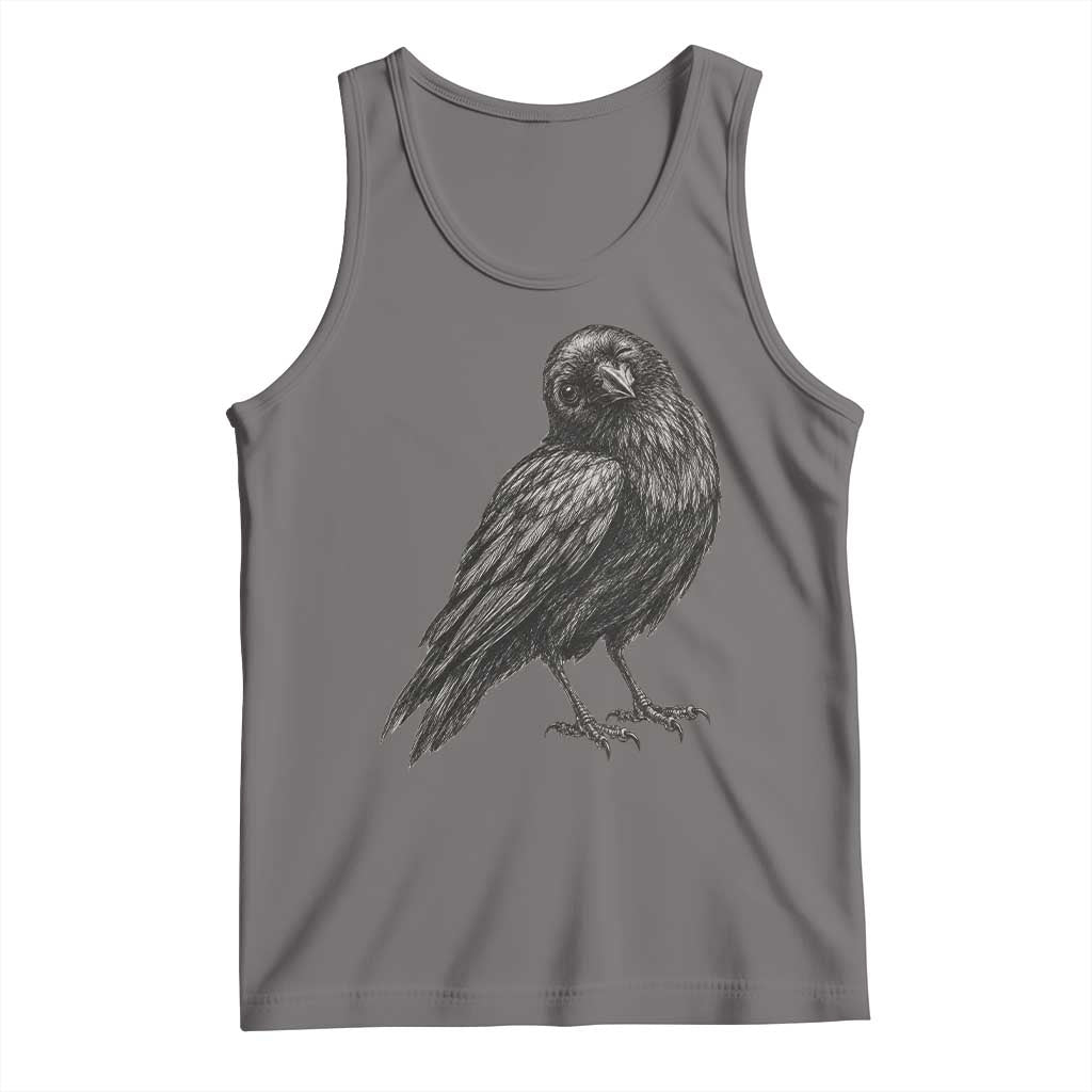 Winking Raven Crow Tank Top Vintage Dark Academia Funny Bird Graphic TS10 Deep Heather Print Your Wear
