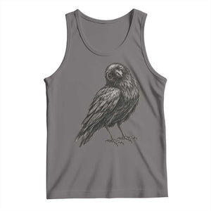 Winking Raven Crow Tank Top Vintage Dark Academia Funny Bird Graphic TS10 Deep Heather Print Your Wear