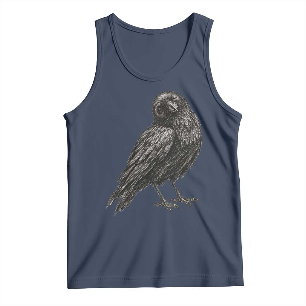 Winking Raven Crow Tank Top Vintage Dark Academia Funny Bird Graphic TS10 Navy Print Your Wear