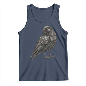 Winking Raven Crow Tank Top Vintage Dark Academia Funny Bird Graphic TS10 Navy Print Your Wear