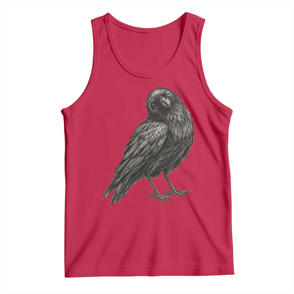 Winking Raven Crow Tank Top Vintage Dark Academia Funny Bird Graphic TS10 Red Print Your Wear