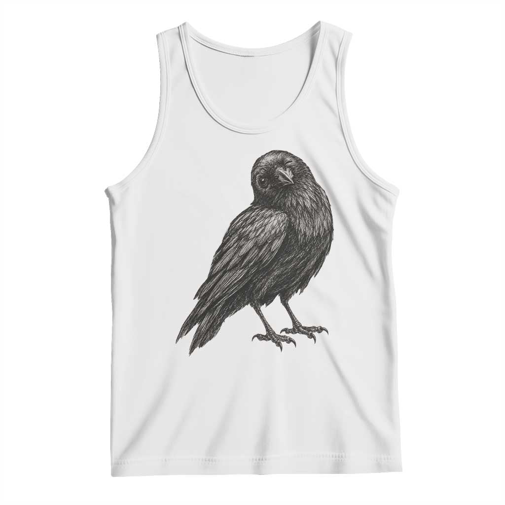 Winking Raven Crow Tank Top Vintage Dark Academia Funny Bird Graphic TS10 White Print Your Wear