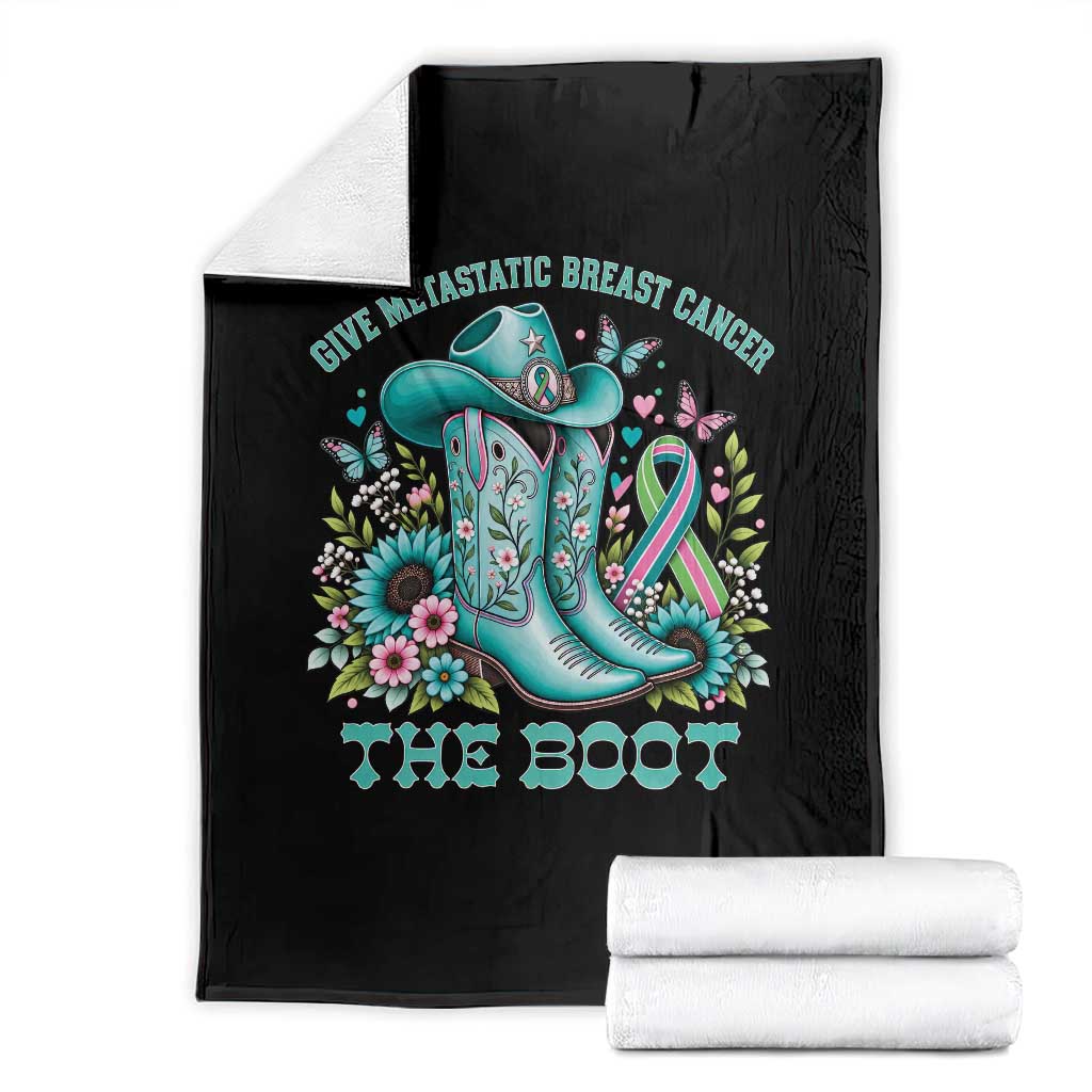 Give Metastatic Breast Cancer The Boot Western Cowgirl Throw Blanket