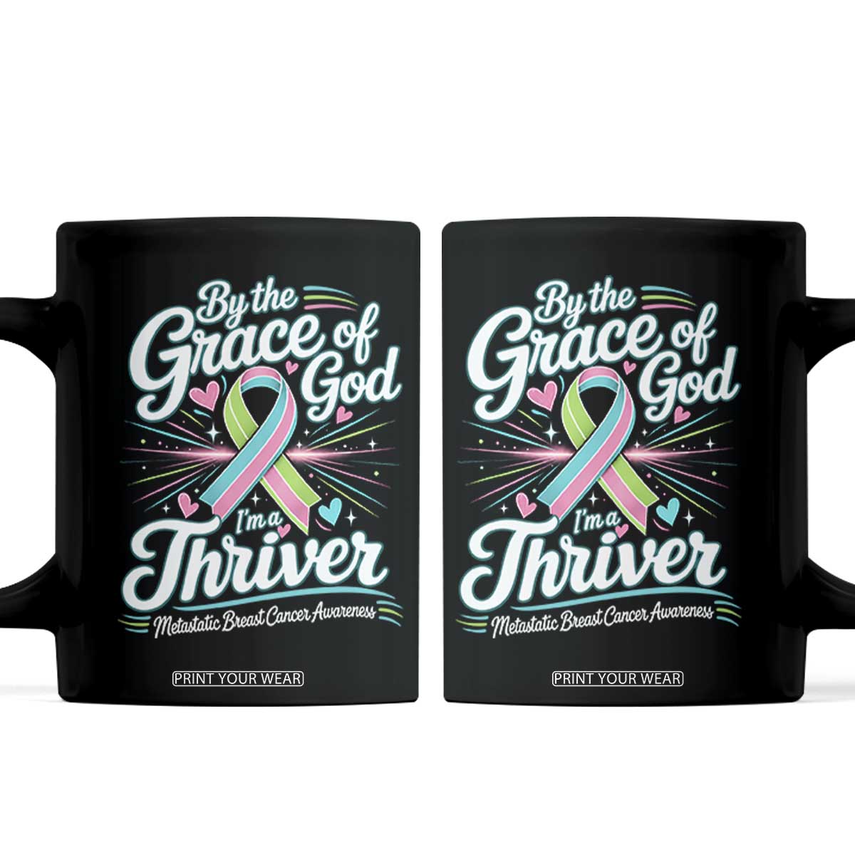 Stage IV Metastatic Breast Cancer Awareness Coffee Mug By The Grace Of God Im A Thriver
