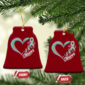 Metastatic Breast Cancer Thriver Ceramic Ornament Heart Ribbon Graphic