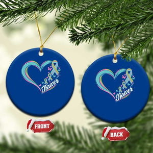 Metastatic Breast Cancer Thriver Ceramic Ornament Heart Ribbon Graphic