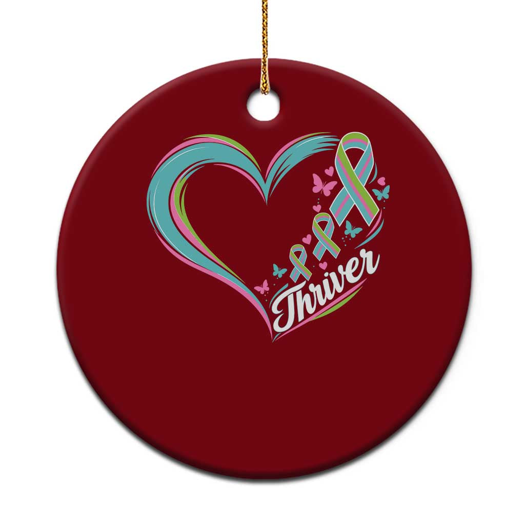 Metastatic Breast Cancer Thriver Ceramic Ornament Heart Ribbon Graphic