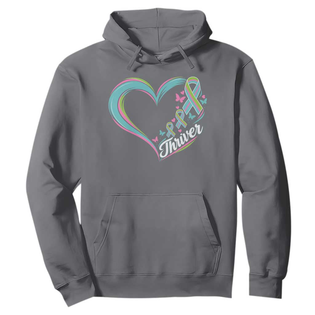 Metastatic Breast Cancer Thriver Hoodie Heart Ribbon Graphic