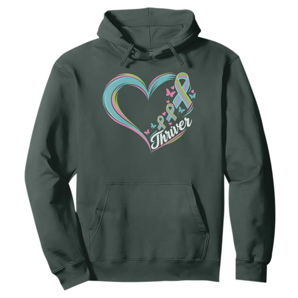 Metastatic Breast Cancer Thriver Hoodie Heart Ribbon Graphic