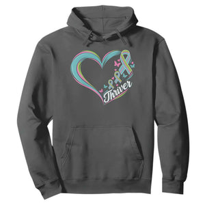 Metastatic Breast Cancer Thriver Hoodie Heart Ribbon Graphic