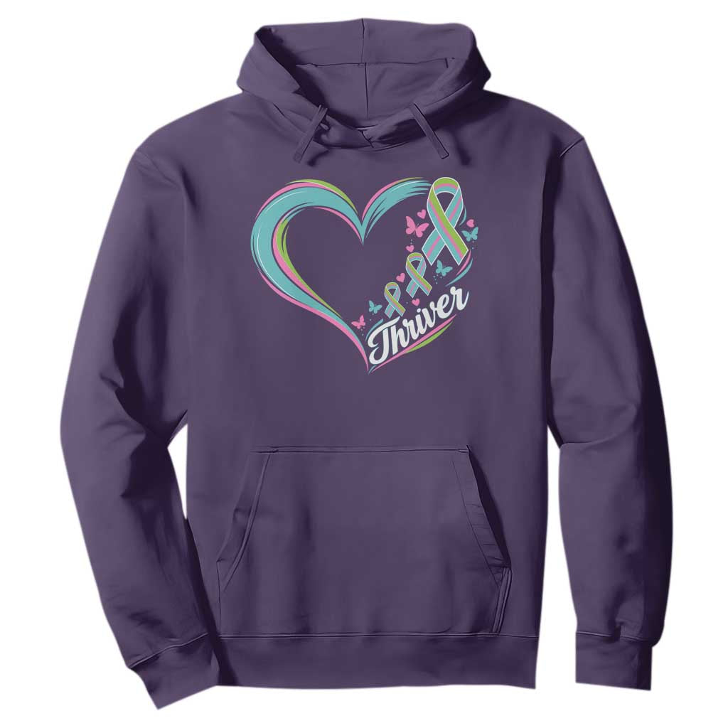 Metastatic Breast Cancer Thriver Hoodie Heart Ribbon Graphic