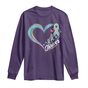 Metastatic Breast Cancer Thriver Long Sleeve Shirt Heart Ribbon Graphic