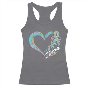 Metastatic Breast Cancer Thriver Racerback Tank Top Heart Ribbon Graphic