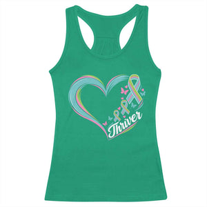Metastatic Breast Cancer Thriver Racerback Tank Top Heart Ribbon Graphic