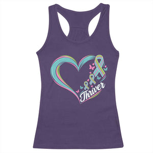 Metastatic Breast Cancer Thriver Racerback Tank Top Heart Ribbon Graphic