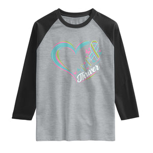 Metastatic Breast Cancer Thriver Raglan Shirt Heart Ribbon Graphic