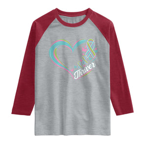 Metastatic Breast Cancer Thriver Raglan Shirt Heart Ribbon Graphic