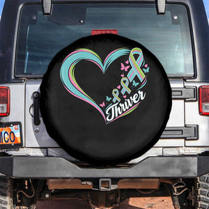 Metastatic Breast Cancer Thriver Spare Tire Cover Heart Ribbon Graphic
