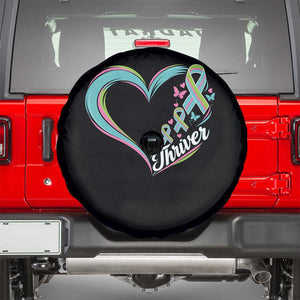 Metastatic Breast Cancer Thriver Spare Tire Cover Heart Ribbon Graphic