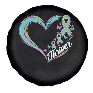 Metastatic Breast Cancer Thriver Spare Tire Cover Heart Ribbon Graphic