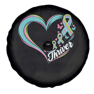 Metastatic Breast Cancer Thriver Spare Tire Cover Heart Ribbon Graphic
