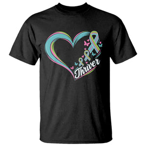 Metastatic Breast Cancer Thriver T Shirt Heart Ribbon Graphic