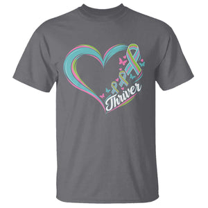 Metastatic Breast Cancer Thriver T Shirt Heart Ribbon Graphic