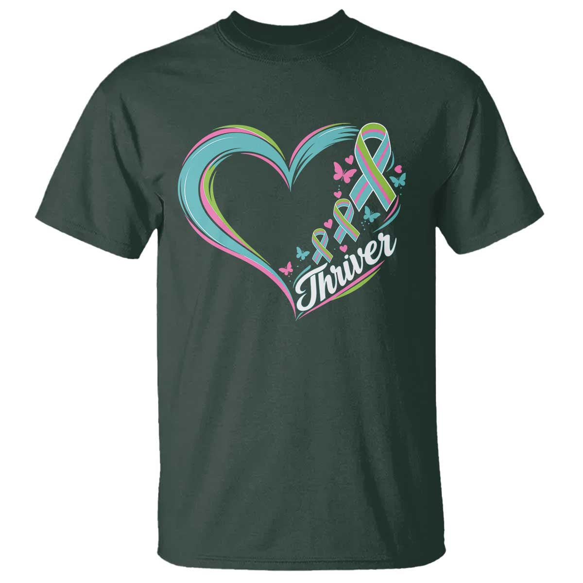 Metastatic Breast Cancer Thriver T Shirt Heart Ribbon Graphic