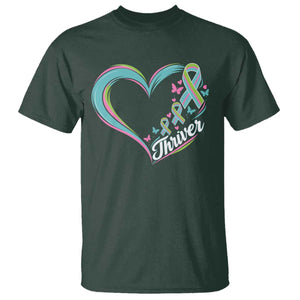 Metastatic Breast Cancer Thriver T Shirt Heart Ribbon Graphic