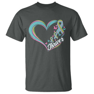 Metastatic Breast Cancer Thriver T Shirt Heart Ribbon Graphic
