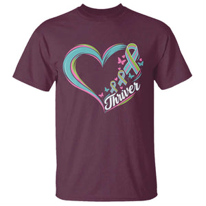 Metastatic Breast Cancer Thriver T Shirt Heart Ribbon Graphic